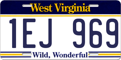 WV license plate 1EJ969