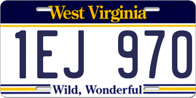 WV license plate 1EJ970