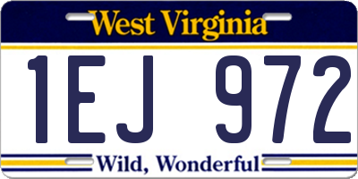 WV license plate 1EJ972
