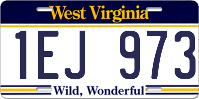 WV license plate 1EJ973