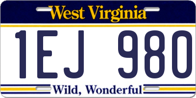 WV license plate 1EJ980