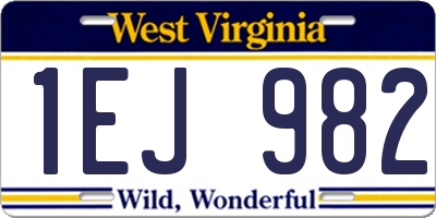 WV license plate 1EJ982