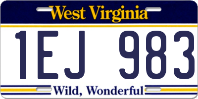 WV license plate 1EJ983