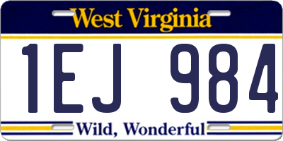 WV license plate 1EJ984