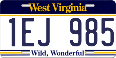 WV license plate 1EJ985