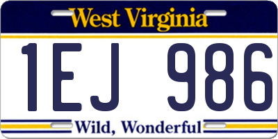 WV license plate 1EJ986