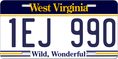 WV license plate 1EJ990
