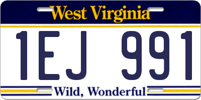 WV license plate 1EJ991