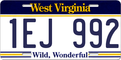WV license plate 1EJ992