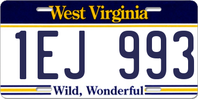 WV license plate 1EJ993