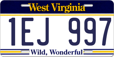 WV license plate 1EJ997