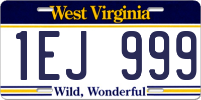 WV license plate 1EJ999