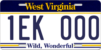 WV license plate 1EK000