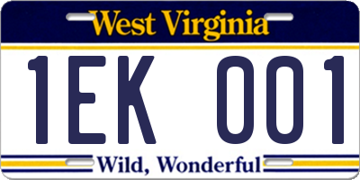 WV license plate 1EK001