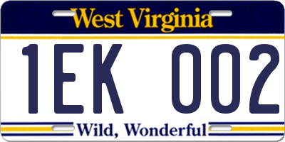 WV license plate 1EK002