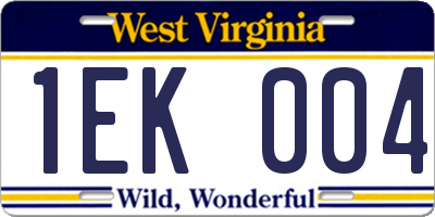 WV license plate 1EK004