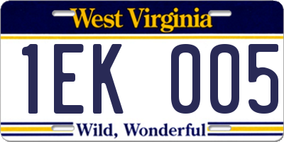 WV license plate 1EK005