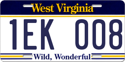 WV license plate 1EK008
