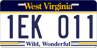 WV license plate 1EK011