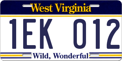 WV license plate 1EK012