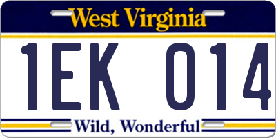 WV license plate 1EK014