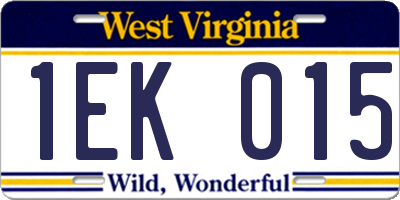 WV license plate 1EK015