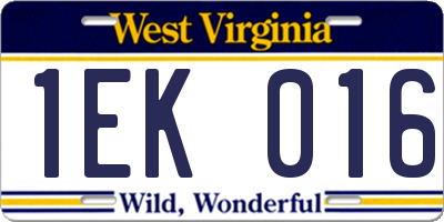 WV license plate 1EK016