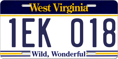 WV license plate 1EK018