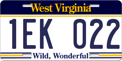 WV license plate 1EK022
