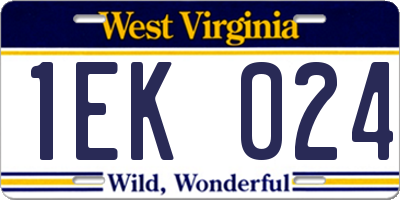 WV license plate 1EK024
