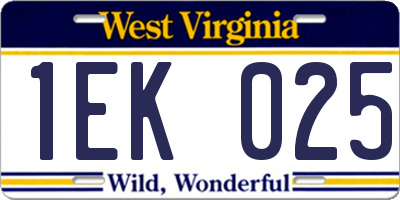 WV license plate 1EK025