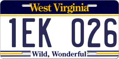 WV license plate 1EK026
