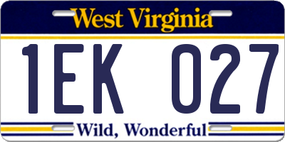 WV license plate 1EK027