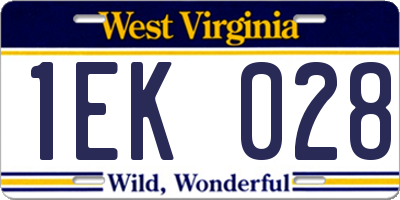 WV license plate 1EK028