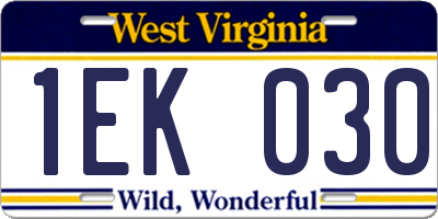 WV license plate 1EK030