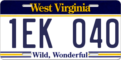WV license plate 1EK040