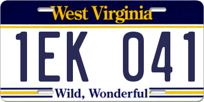 WV license plate 1EK041