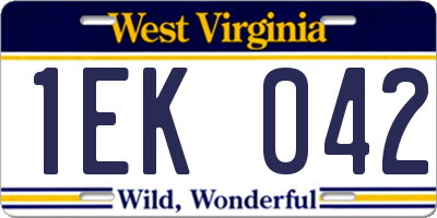 WV license plate 1EK042
