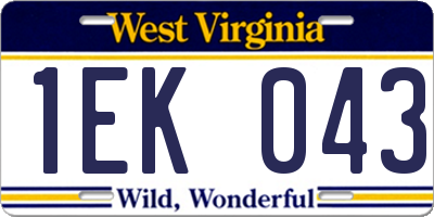 WV license plate 1EK043