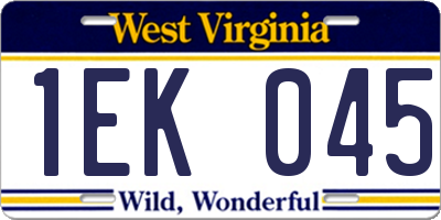 WV license plate 1EK045