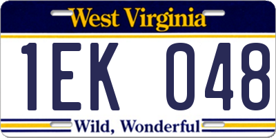 WV license plate 1EK048