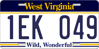 WV license plate 1EK049