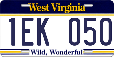 WV license plate 1EK050