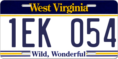WV license plate 1EK054