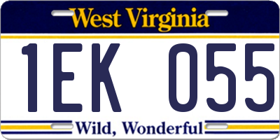 WV license plate 1EK055