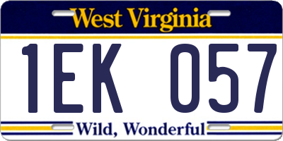 WV license plate 1EK057