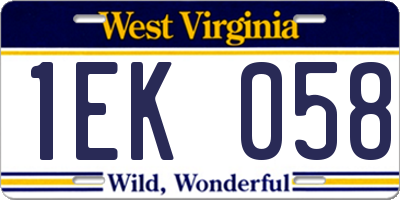 WV license plate 1EK058