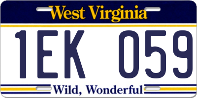 WV license plate 1EK059
