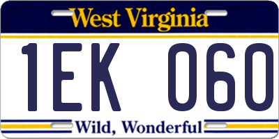 WV license plate 1EK060