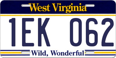 WV license plate 1EK062